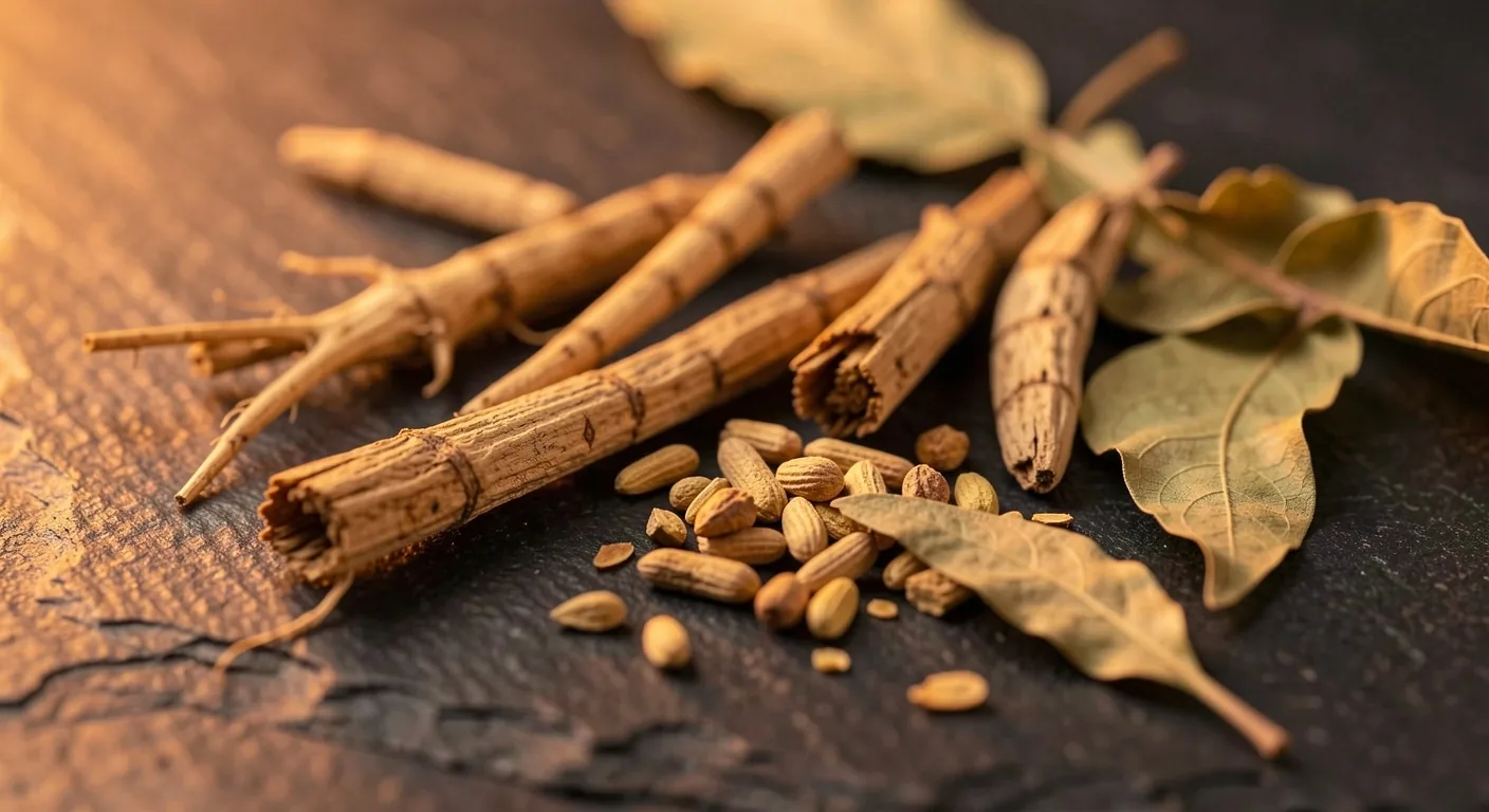 Natural wellness ingredients photographed in warm light