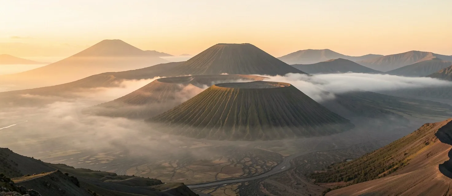 Indonesian mountain landscape at dawn