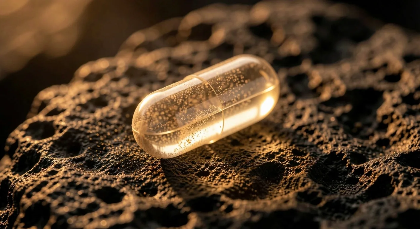 Macro view of a zinc capsule on dark stone